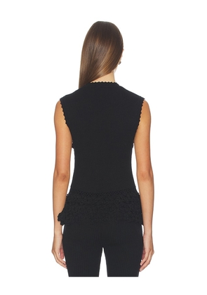 Ganni Fine Cotton Rib Crochet Top in Black. Size XS. Also in S, M, L.