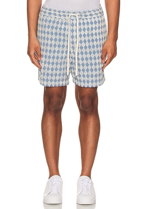 OAS Navy Diamond Terry Shorts in Blue. Size L. Also in S, M, XL/1X.