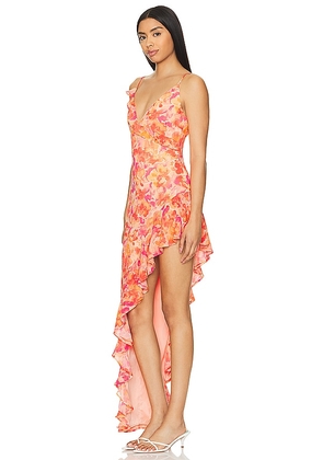 Lovers and Friends Lilo Asymmetrical Maxi Dress in Orange. Size XL. Also in XS.