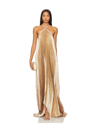 L'IDEE Deesse Gown in Metallic Copper. Size 8/S. Also in 6/XS, 10/M.