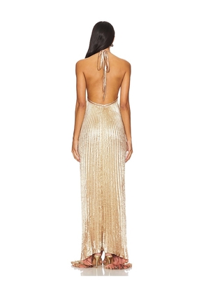 L'IDEE Deesse Gown in Metallic Copper. Size 8/S. Also in 12/L.