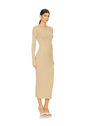 L'Academie Kayce Midi Knit Dress in Tan. Size XL. Also in M.