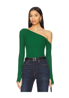 Michael Lauren Magdalino Asymmetrical Fitted Cold Shoulder Long Sleeve Top in Green. Size XS. Also in L.