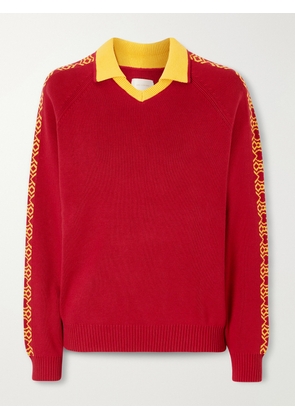 Aimé Leon Dore - Ribbed-knit Cotton Polo Sweater - Red - x small,small,medium,large
