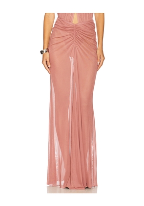 Lapointe Mesh Ruched Maxi Skirt in Pink. Size M. Also in L.