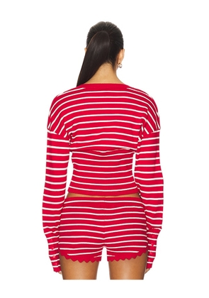 LIONESS Head in The Clouds Cardigan in Red. Size L. Also in S, XXS, XS, M, XL.