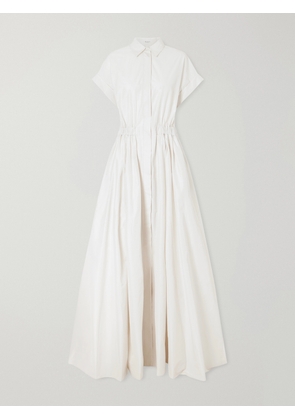 Brunello Cucinelli - Pleated Cotton-blend Poplin Maxi Dress - White - x small,small,medium,large