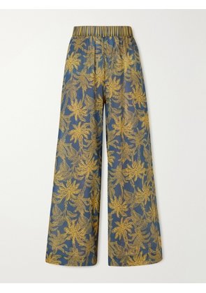 Eres - Itinerant Printed Cotton-voile Straight-leg Pants - Blue - small,medium,large