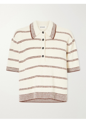 RÓHE - Striped Organic Cotton-blend Terry Polo Shirt - Brown - FR 34,FR 36,FR 38,FR 40,FR 42,FR 44