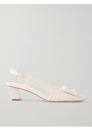 Roger Vivier - Belle Vivier 45 Leather-trimmed Crochet Pumps - Neutrals - IT36,IT36.5,IT37,IT37.5,IT38,IT38.5,IT39,IT39.5,IT40,IT40.5,IT41,IT41.5,IT42