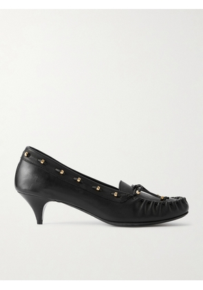 KHAITE - Milly Embellished Whipstitched Textured-leather Pumps - Black - IT35,IT36,IT36.5,IT37,IT37.5,IT38,IT38.5,IT39,IT39.5,IT40,IT40.5,IT41