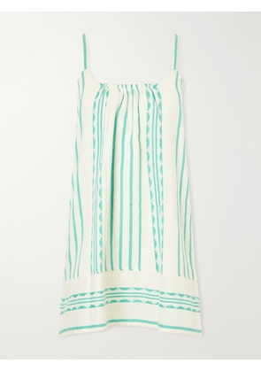 lemlem - Zina Striped Cotton Mini Dress - Green - x small,small,medium,large