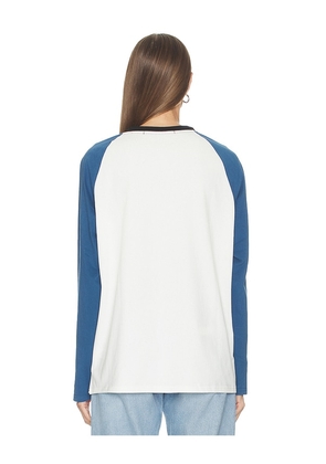LIONESS Kravitz Baseball Tee in White,Blue. Size L. Also in XXL.