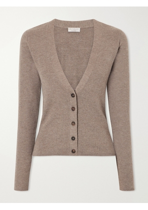 Brunello Cucinelli - Metallic Ribbed-knit Cardigan - Brown - xx small,x small,small,medium,large,x large