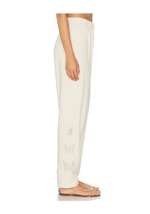 Lauren Moshi Butterfly Daisy Sweatpant in Ivory. Size XS. Also in S, M, L, XL.