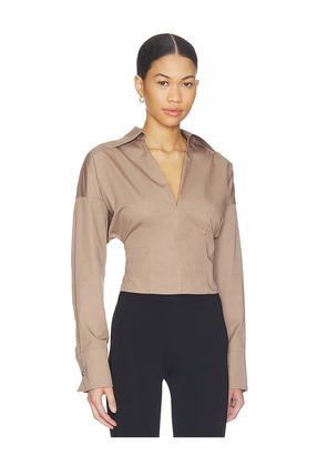 L'Academie Sabina Top in Taupe. Size XXS. Also in XS, S, M, L, XL.