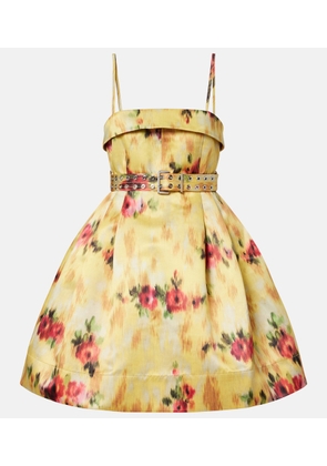 Ganni Pleated printed satin minidress