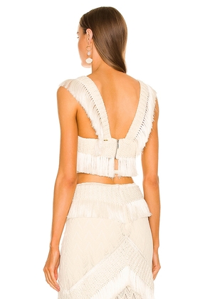 PatBO Samba Fringe Trim Cropped Top in Ivory. Size 0. Also in 4.
