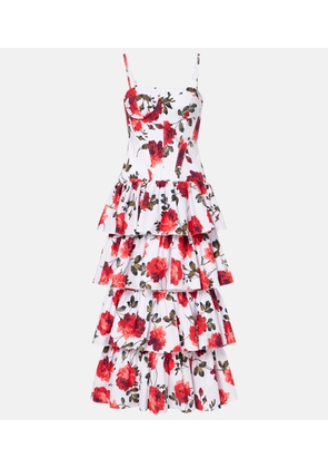 Carolina Herrera Floral tiered cotton-blend corset dress