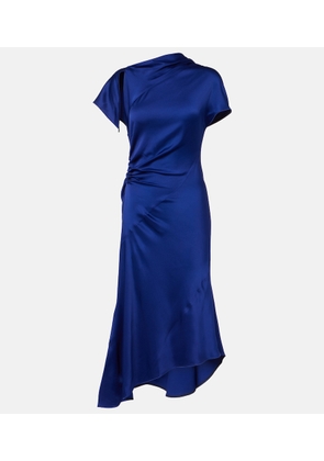 Victoria Beckham Asymmetric gathered crepe satin midi dress