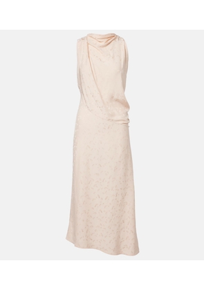 Victoria Beckham Asymmetric draped floral satin midi dress