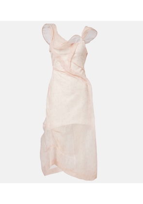 Victoria Beckham Asymmetric ruched organza midi dress