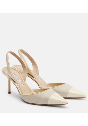 Manolo Blahnik Capsli leather-trimmed slingback pumps