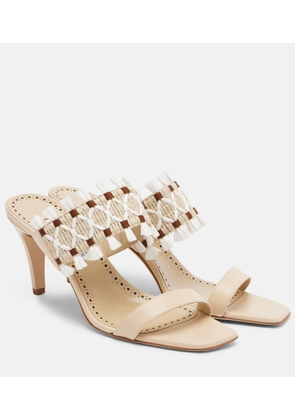 Manolo Blahnik Efeso leather-trimmed woven mules