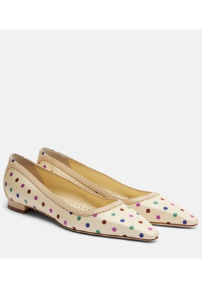 Manolo Blahnik Filotas leather-trimmed polka-dot ballet flats