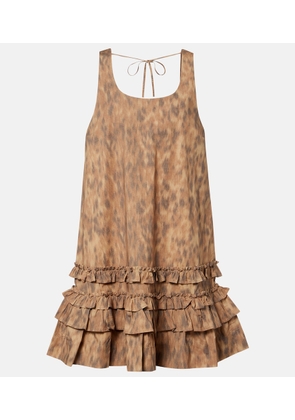 Ganni Ruffled printed cotton minidress