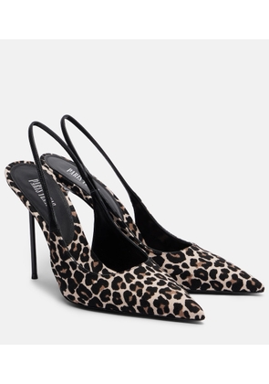Paris Texas Lidia leopard-print canvas slingback pumps