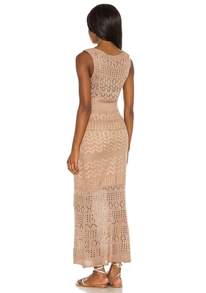 SNDYS Shona Maxi Dress in Nude. Size XS. Also in S, M, L, XL.