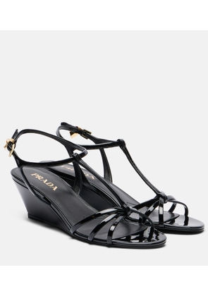 Prada Patent leather wedge sandals