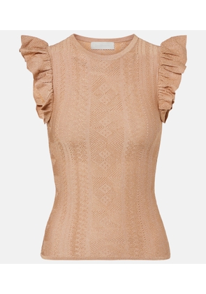Zimmermann Aster ruffled pointelle lame top
