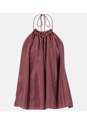 Zimmermann Aster beaded halterneck silk top
