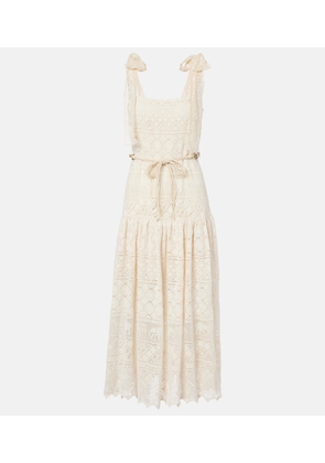 Zimmermann Indra belted cotton lace midi dress