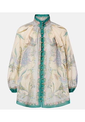 Zimmermann Indra printed cotton and silk-blend blouse