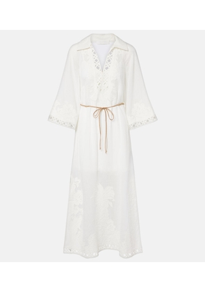 Zimmermann Indra embroidered ramie midi dress