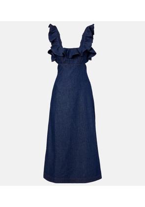 Zimmermann Aster ruffled denim midi dress