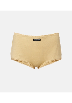 Miu Miu Pointelle cotton micro shorts