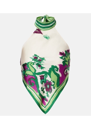 Poupette St Barth Guilia printed halterneck satin top