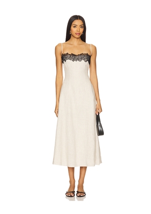 Tularosa Jia Midi Dress in Neutral. Size XS. Also in XL.