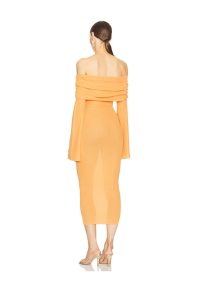 SEROYA Tallulah Midi Dress in Orange. Size S. Also in XS.