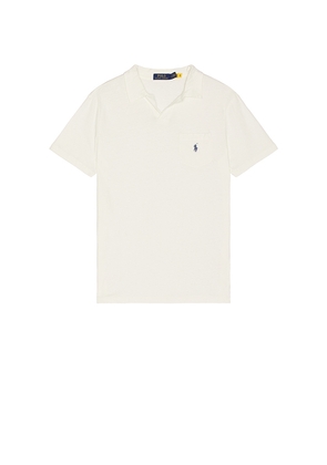 Polo Ralph Lauren Standard Fit Cotton Linen Polo Shirt in Cream. Size S. Also in M, L, XL/1X.