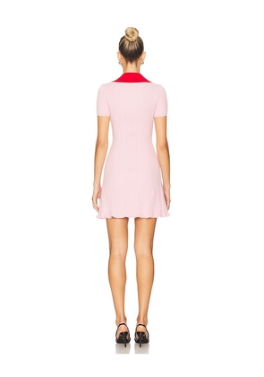 self-portrait Pink Contrast Collar Knit Mini Dress in Blush. Size S. Also in M.
