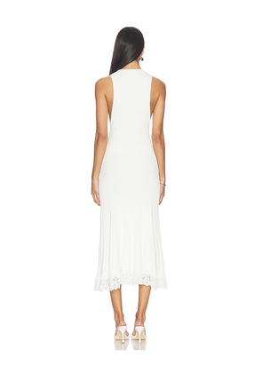 self-portrait White Knit Lace Insert Midi Dress in White. Size S. Also in M.