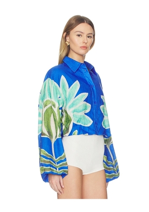 The Wolf Gang Concha Bubble Shirt in Royal. Size M. Also in XS, S, XL.
