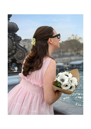 Solar Eclipse Hand-painted Vintage Daisy Stem Claw Hair Clip in Ivory.