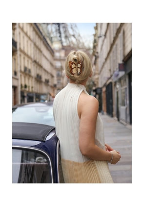 Solar Eclipse Hand-painted Boho Monarch Claw Hair Clip in Brown.
