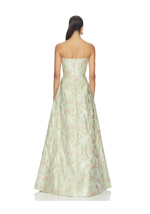 SAU LEE Andrea Brocade Gown in Sage. Size 00. Also in 2, 4.